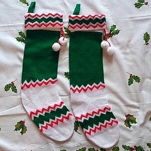 2 Vintage 70s 80s Knit Christmas Stockings Kurt Adler